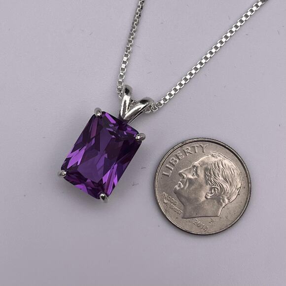 Gorgeous 8ct Emerald Cut Alexandrite Necklace Color Change Alexandrite Sapphire - Picture 4 of 6